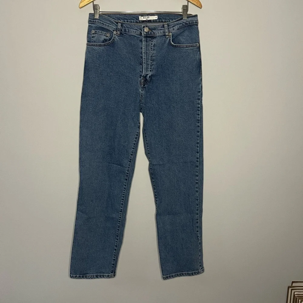 NA-KD Straight High Waist Jeans Medium Wash 42 (US 12)